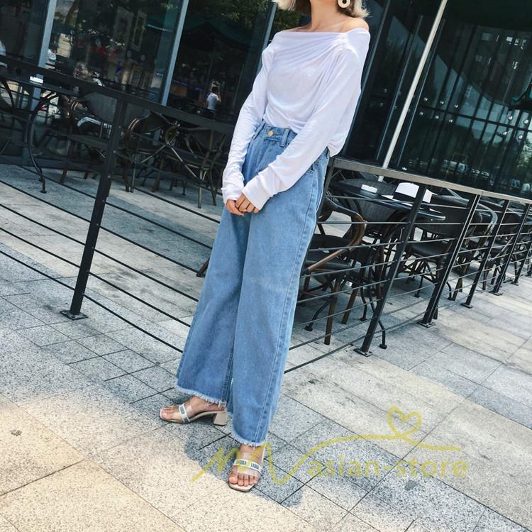 在庫ある | 短納期デニムワイドパンツ レディースボトムスジーンズ 九分丈パンツ デニムボトムス デニムパンツ 春夏秋 薄手 ゆったり 通学通勤 着痩せ ハイウエスト OL 無地