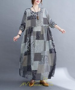 マキシ | 長袖ワンピース 秋物 レディース ロングワンピース チェック 夏 30代40代 大人 秋ワンピース 新作 ワンピース ゆったり 広い裾 Aラインワンピ 可愛い 旅行