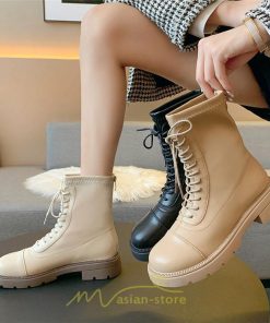 ショートブーツ | ブーツ レディース トレンド ミドル 厚底 袴ブーツ 黒 レースアップ 編み上げ カーキ オフホワイト 通勤 オフィス 通学 歩きやすい 疲れにくい