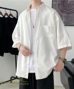 シャツ | 半袖 着痩せ 日常 おしゃれ カジュアル 韓国風 無地 新作 2021 夏コーデ ライトアウター ポケット 通勤通学 トップス ワイドゆったり 人気 上品