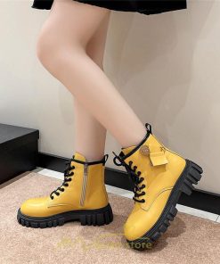 ショートブーツ | ブーツ レディース 黒 低反発 黄色 白 編み上げ 歩きやすい 足が痛くならない 厚底 おしゃれ 春 50代 40代 秋 30代 新作 20代