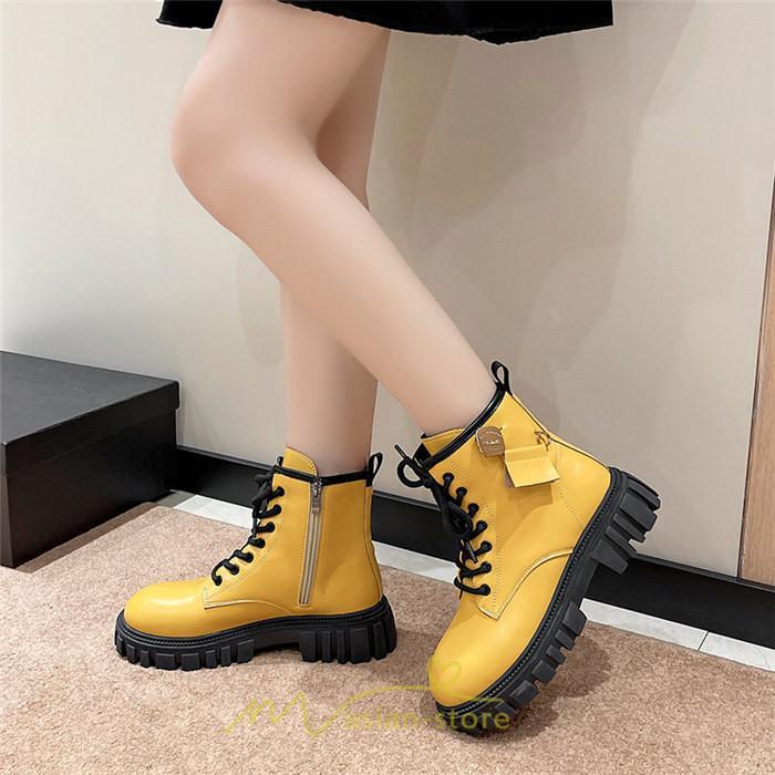 ショートブーツ | ブーツ レディース 黒 低反発 黄色 白 編み上げ 歩きやすい 足が痛くならない 厚底 おしゃれ 春 50代 40代 秋 30代 新作 20代