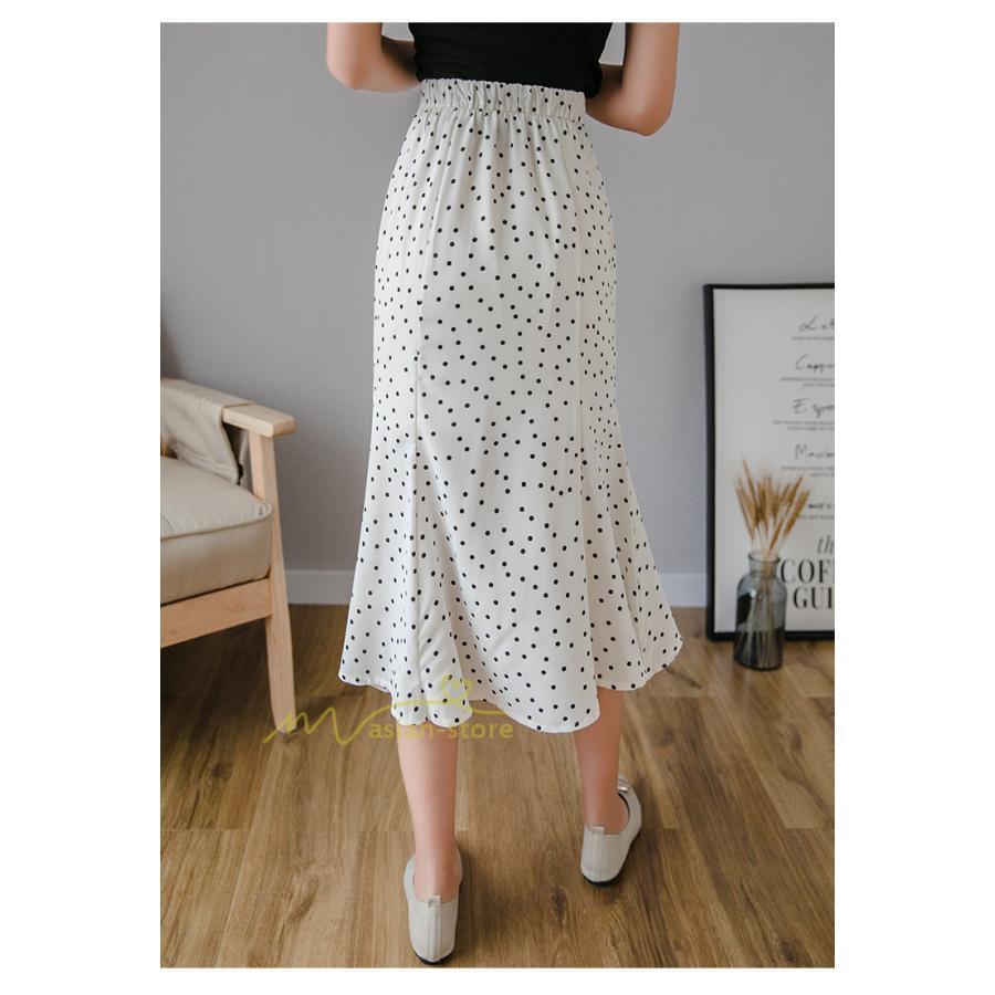 スカート | マーメイドマーメイド レディース ボトムス ロング丈 美シルエット ドット柄 シフォン20代30代40代 通勤通学 春夏 カジュアル 2022