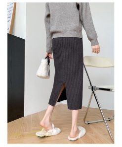 スカート | マタニティ秋 冬 レディース ニット妊婦服 産前 産後 着痩せ 裾口スリット 上品 マタニティウェア きれいめ ウエスト調整 コーデ