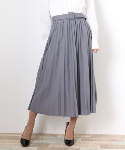 フレアスカート | レディース プリーツスカート 大人 ロング フレアスカート ミモレ丈スカート ベルト付き