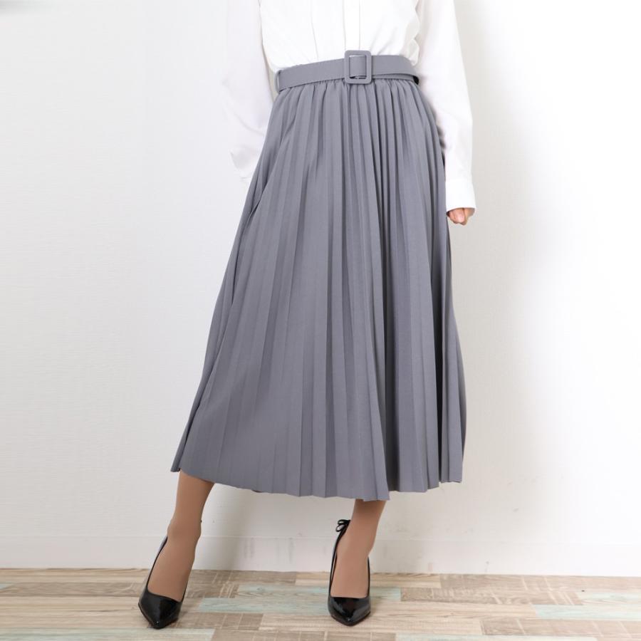フレアスカート | レディース プリーツスカート 大人 ロング フレアスカート ミモレ丈スカート ベルト付き