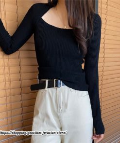 ニット・セーター | カットソー ニット レディース リブニット 長袖 秋冬 春 トップス スリム ストレッチ インナー 無地 通学通勤 着痩せ 長袖ニット 長袖カットソー プルオーバー