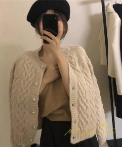 カーディガン | ニットショート丈 アウター レディース 羽織り 無地 長袖 ライトアウター セーター 秋冬 ニット 可愛い 20代30代 通学通勤