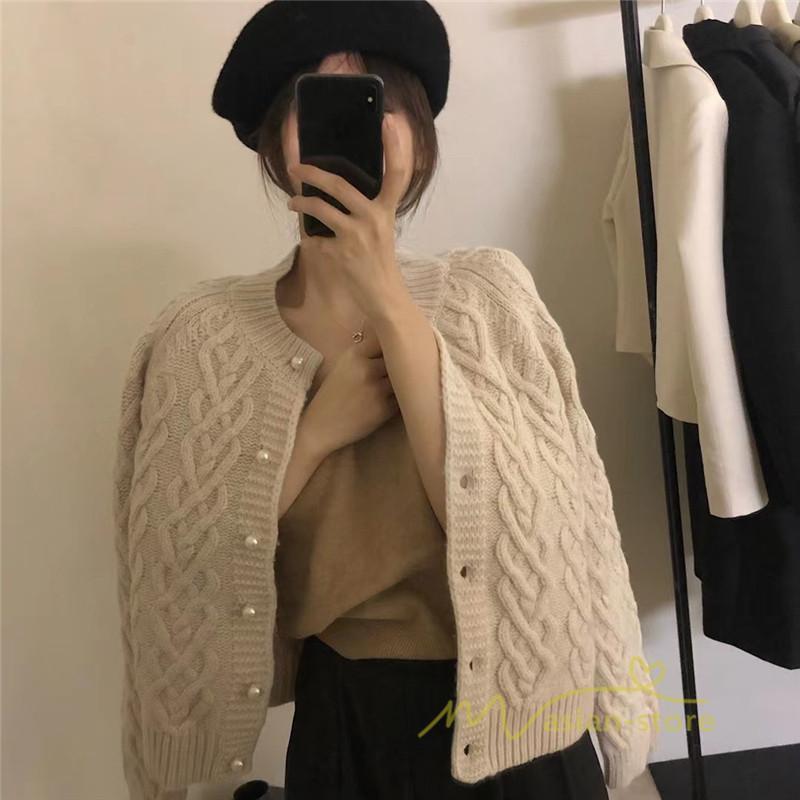 カーディガン | ニットショート丈 アウター レディース 羽織り 無地 長袖 ライトアウター セーター 秋冬 ニット 可愛い 20代30代 通学通勤