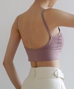 キャミソール | Vネック リブ ショート丈 ベアトップブラ カップ付き おしゃれ ビスチェ インナー キャミ