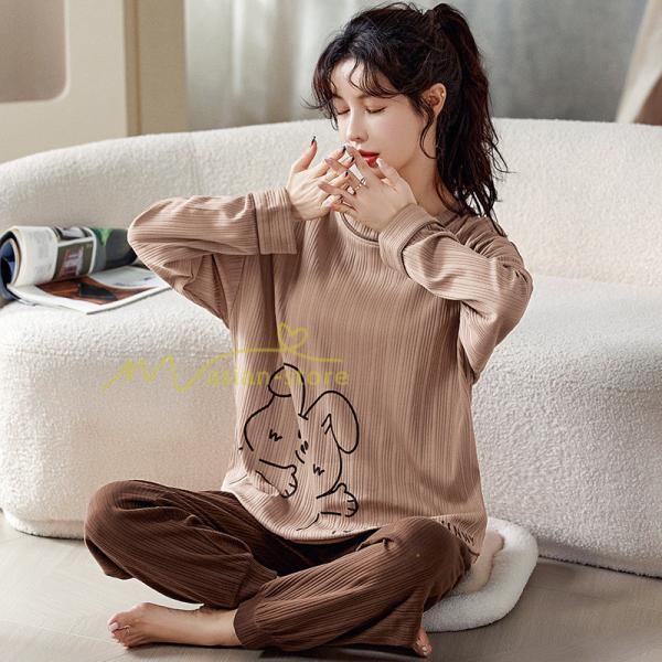 パジャマ ルームウェア | パジャマ ルームウェア レディース 春秋 長袖 パジャマ 綿ルームウェア 20色 上下セット 可愛い ナイトウェア Tシャツ 寝巻き 室内着 ホームウェア ロングパンツ