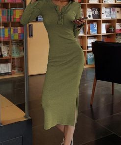 ワンピース | ニット秋冬 30代40代 レディース リブニット 長袖 セクシー ロングタイトスリムフィット きれいめワンピ