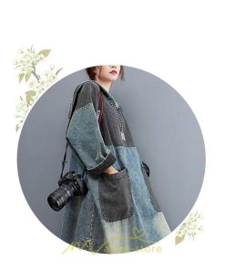 デニムワンピース | ワンピース デニム レディース 40代 ロング チュニック 長袖 ゆったり 体型カバー フード付き ポケット 切り替え 大きいサイズ