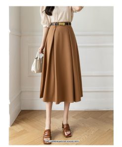 スカート | フレアロングロング丈 ミモレ丈 Aラインベルト付き 通勤 20代 30代 40代 50代 上品 コーデ 着痩せ 高見え 送料無料