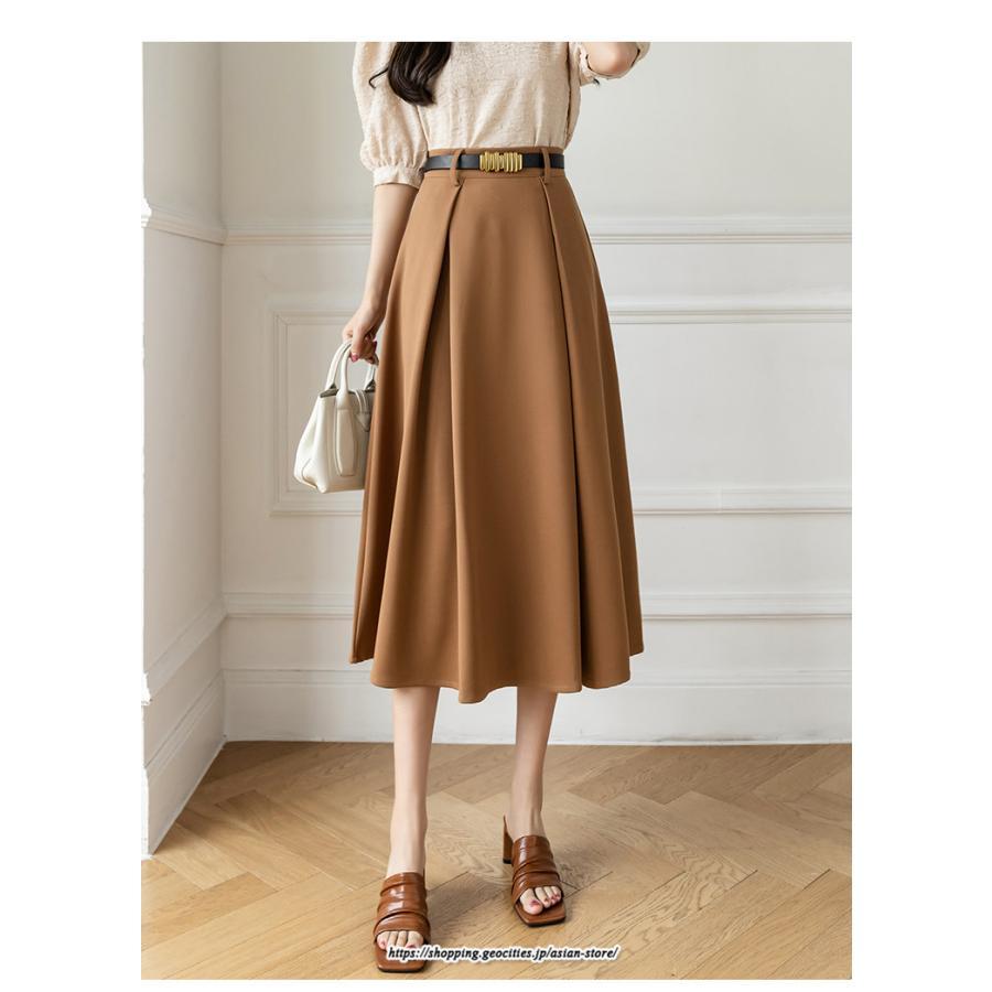 スカート | フレアロングロング丈 ミモレ丈 Aラインベルト付き 通勤 20代 30代 40代 50代 上品 コーデ 着痩せ 高見え 送料無料