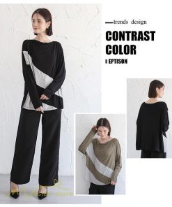 ｔシャツ・カットソー | カットソー レディース 長袖tシャツ シンプル ゆったり 着痩せ 体型カバー 長袖 秋コーデ ボートネック 切り替え 大人 Tシャツ 大人 カジュアル フリーサイズ