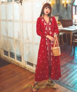 マキシ | ワンピース 七分袖 春夏秋 ロング丈 コットン 大人可愛い  ゆったり 柔らかい シンプル カジュアル ナチュラル 旅行 Aライン エスニック 着痩せ 刺繍 リゾート