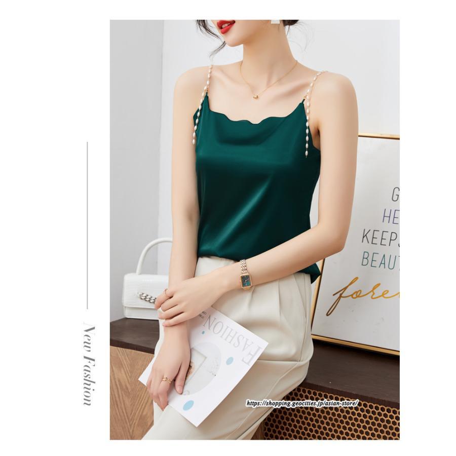 キャミソール タンクトップ | キャミソール サテン インナー レディース 重ね着 キャミ サテン生地 下着 肌着 ノースリーブ 光沢感のあるキャミソール 秋 滑らかな手触り 夏 トップス 春
