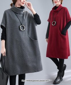 マキシ | ニットワンピース レディース チュニック デザイン タートルハイネック ニット 暖か 斜めスリット 着痩せ キレイめ 上品 おしゃれ フェミニン 通勤