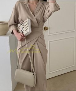 マキシ | ロングワンピース 夏ワンピース 薄手 黒ワンピース スリム 30代40代 大人 無地 シャツワンピース 七分袖 オフィス 涼感 セクシー Vネック フェミニン