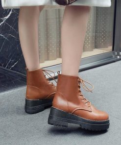 ショートブーツ | レースアップ 厚底 ブーツ 春秋冬 歩きやすい ワークブーツ ショート シューズ 美脚 レディース