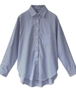 シャツ・ブラウス | レディースシャツ ロングシャツ 春物 長袖 夏服 羽織り ストライプ カジュアルシャツ スリム 大人 オフィス OL ブラウス シャツ トップス 体型カバー 可愛い