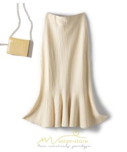 スカート | ロング丈 秋冬 レディース ロングウエストゴム ハイウエスト 黒 グレー マーメイド コーデ お出かけ 韓国風 脚長効果 フレア 人気新作