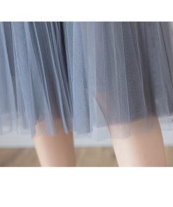 スカート | チュールプリーツウエストゴム 膝丈可愛い ハイウエスト 白 黒 10色 レディース OL 通学通勤 無地 春夏秋 裏地付き