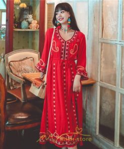 マキシ | 七分袖ワンピース Vネック ロング丈ワンピース エスニック ボヘミアン レディース 夏秋 綿麻 きれいめ フォーマル キレイめ 上品 ゆったり 大人 体型カバー