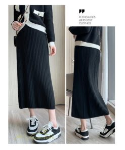 スカート | マタニティ秋 冬 レディース マタニティウェア 妊婦服 産前 産後 シンプル 無地 きれいめ リブニット ゆったり ハイウエスト ウエスト調整