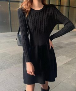 ワンピース | ケーブル編みニットミニ韓国風