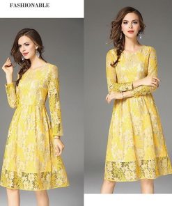 レースワンピース | ワンピース レディース 大きいサイズ フレア 膝丈ワンピース ひざ丈ワンピ 長袖 パーティー オシャレ 二次会 レースで大人らしい