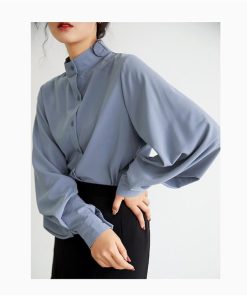 シャツ・ブラウス | 長袖ブラウス レディースシャツ トップス 無地 可愛い シフォンシャツ 春物 夏服 羽織り 前開き ボタン パフスリーブ 発表会 20代30代40代 大人 オフィス