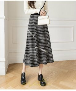 スカート | ロングチェック柄 ニット きれいめ レディース ロング丈 女子会 デート 20代 30代 40代 50代 秋 あったか お出かけ 冬 フレア 高見え 細見え