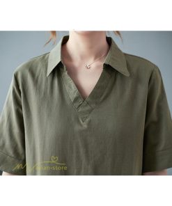 マキシ | ワンピース ゆるワンピース 無地 シャツワンピース ネック 麻混 ひざ丈 ウエスト紐 カジュアル ポケット 体型カバー ゆったり 30代 50代 夏物 40代 シンプル