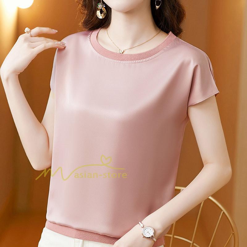 tシャツ・カットソー | トップス Tシャツ レディース 春 夏 秋 半袖 クルーネック 無地 プルオーバー 20代30代40代50代 ママ シンプル 着痩せ 大きいサイズ カジュアル 上品 お出かけ