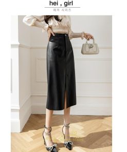 スカート | レザーフレアロング レディース  ボトムス ロングAライン ミモレ丈 かっこいい スリット オシャレ 着痩せ キレイめ