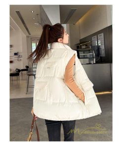 ベスト | ダウンレディース スタンドネック 中綿ノースリーブ ダウン シンプル 秋冬コーデ 50代 40代 新作 中綿 30代 20代 冬服 大きいサイズ ポケット