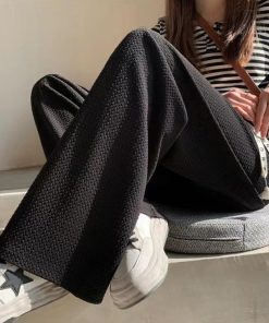 ワイドパンツ | ワッフル調ストレートパンツ レディース夏