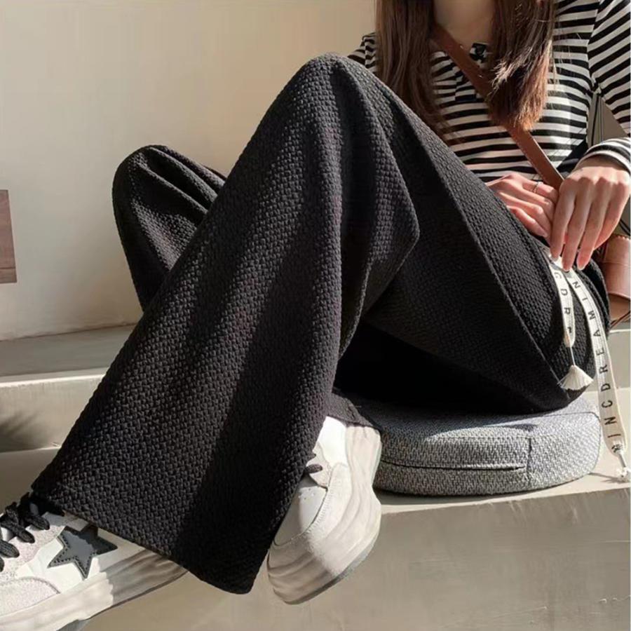 ワイドパンツ | ワッフル調ストレートパンツ レディース夏