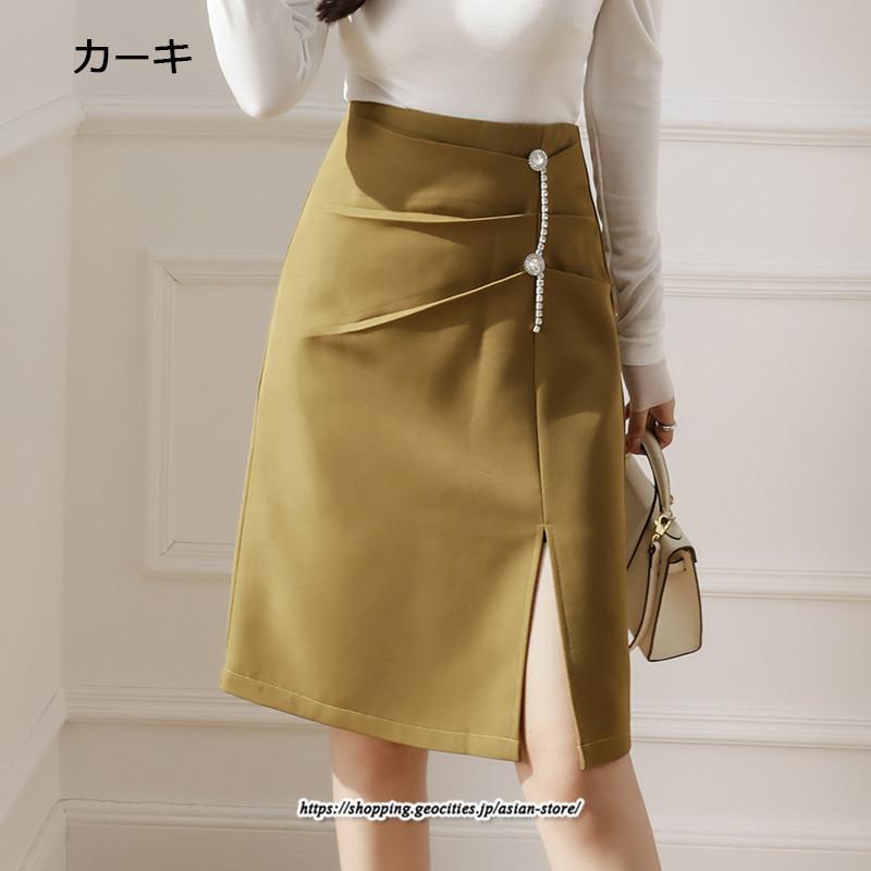 スカート | レディース ひざ丈 膝丈 オシャレ カジュアル Aライン スリット キレイめ 着痩せ 2022新作 通勤 通学 50代 秋冬コーデ 20代 30代 40代