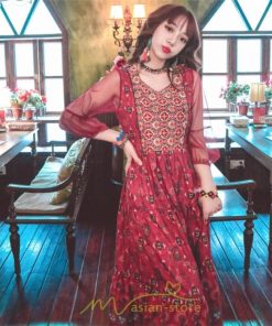 マキシ | マキシ丈ワンピース 夏 リゾート 花柄 ロング丈ワンピース ロング 七分袖 民族風 エスニック風 体型カバー 可愛い おしゃれ フェミニン 着痩せ 上品