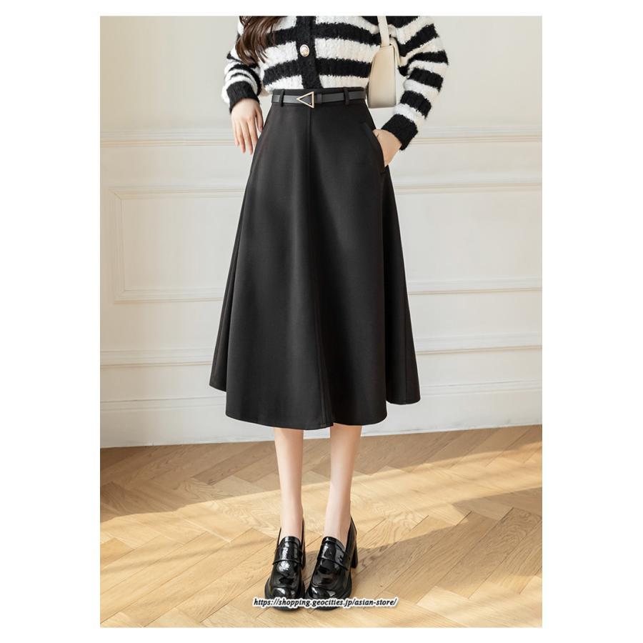 スカート | ロング レディース ロングフレア冬 ミモレ丈 暖かい ボトムス ロング丈 膝下 30代 40代 50代 通勤 ラシャ 暖か 通学 2022年秋冬