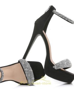 パンプス | ハイヒール 痛くない 歩きやすい 黒 レディース 8cm ジッパー ストラップ 大きいサイズ 2022新作 美脚 人工水晶 きらきら 疲れない おしゃれ 飾り