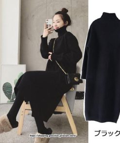 マキシ | ワンピース タートルニットワンピース ハイネック ロングワンピース 暖か フレア ロング マキシ丈 長袖 無地 マタニティ 厚手 暖か 冬 秋 30代 20代 40代 50代