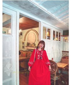 マキシ | マキシワンピース レディース ワンピース ドレス マキシ丈ワンピース 通勤 結婚式 夏服 体型カバー 刺繍 Vネック 長袖 きれいめ 秋ワンピース 人気 カジュアル