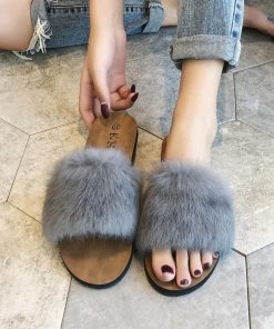 サンダル | ファーレディースミュール ぺたんこ スリッパ 韓国