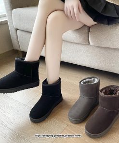 ブーツ | ムートンレディース ショートボア 防寒 暖かい 防風 裏起毛 軽量 冬 雪 カジュアル スノー痛くない 歩きやすい ファー
