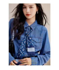 シャツ・ブラウス | デニムシャツ シャツ トップス レディース ブラウス 着痩せ デニム カジュアル エレガント 通勤 通学 オシャレ キレイめ 2022 上品 ナチュラル 秋服 可愛い