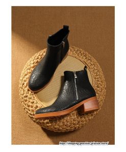 ショートブーツ | 大きいサイズ26.5cm レディース 上品 ブーツ 秋冬 春 チャンキーヒール 太ヒール 黒ブーツ シンプル ミドルヒール 大人 サイドファスナー